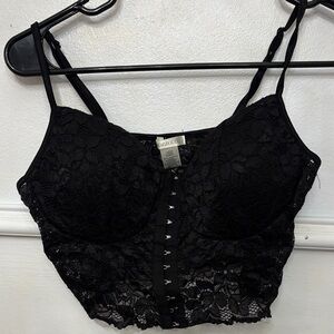 New never worn Bozzolo Black Lace Front Closure Bralette